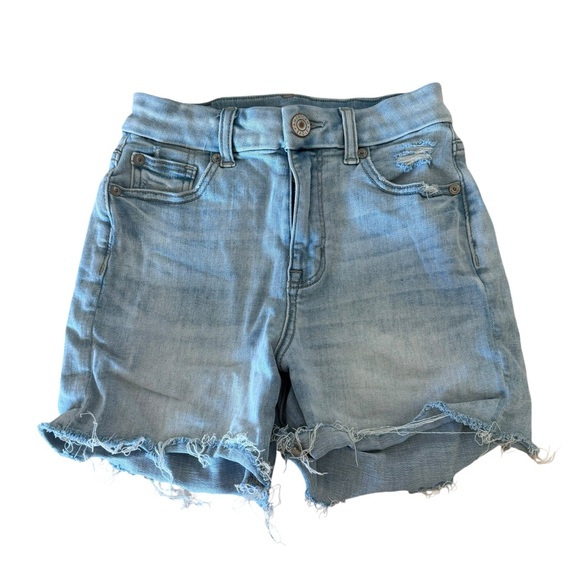 American Eagle Curvy Hi-Rise Shortie Distressed Blue Size 00 - Picture 1 of 5